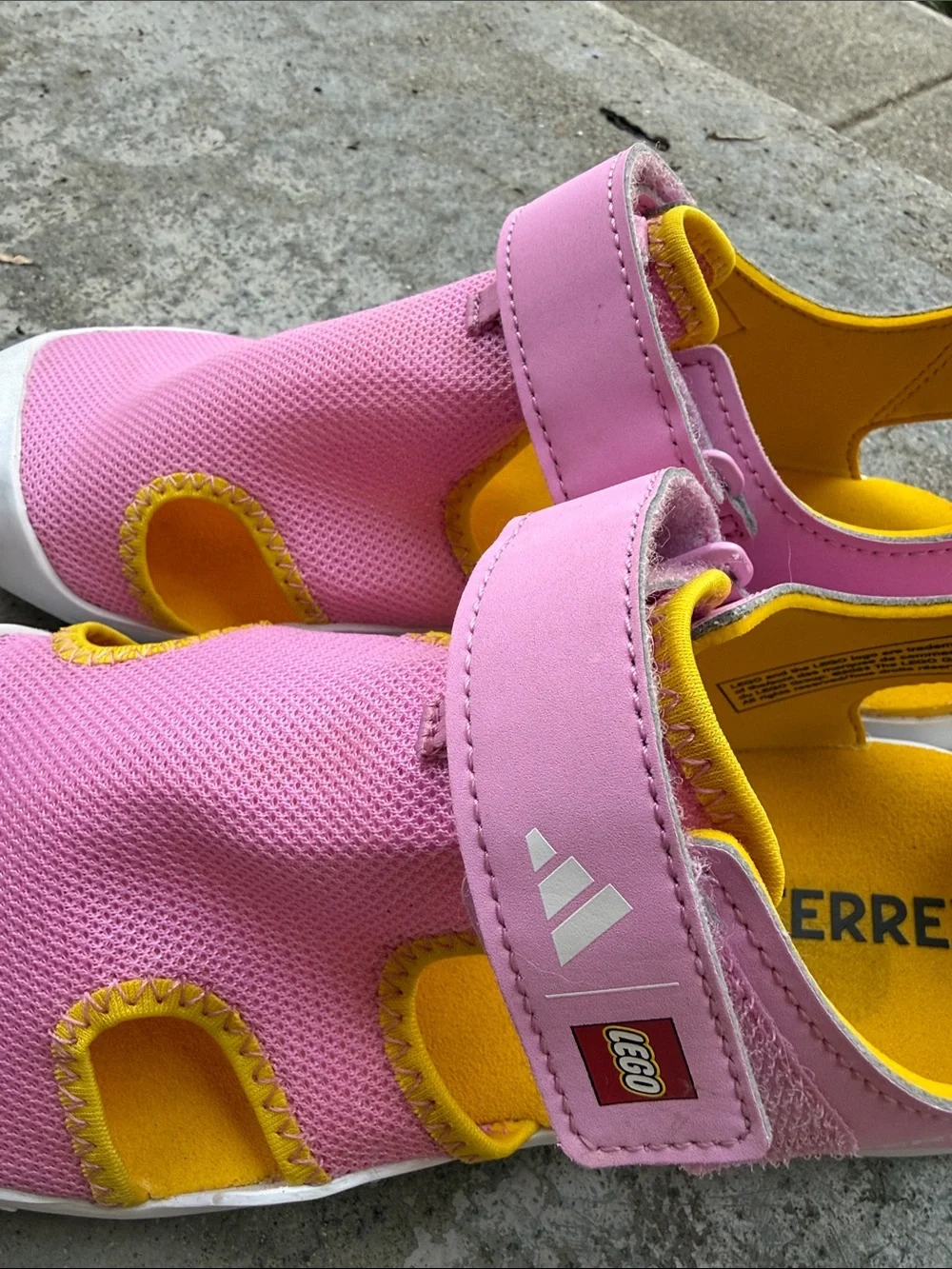 adidas Kids Pink and Yellow LEGO Sport Sandals